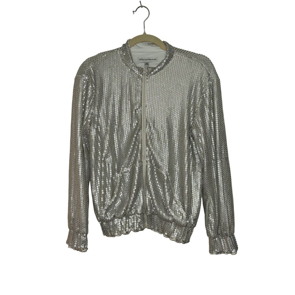 Dress the Population Sequins Bomber Jacket XS euc